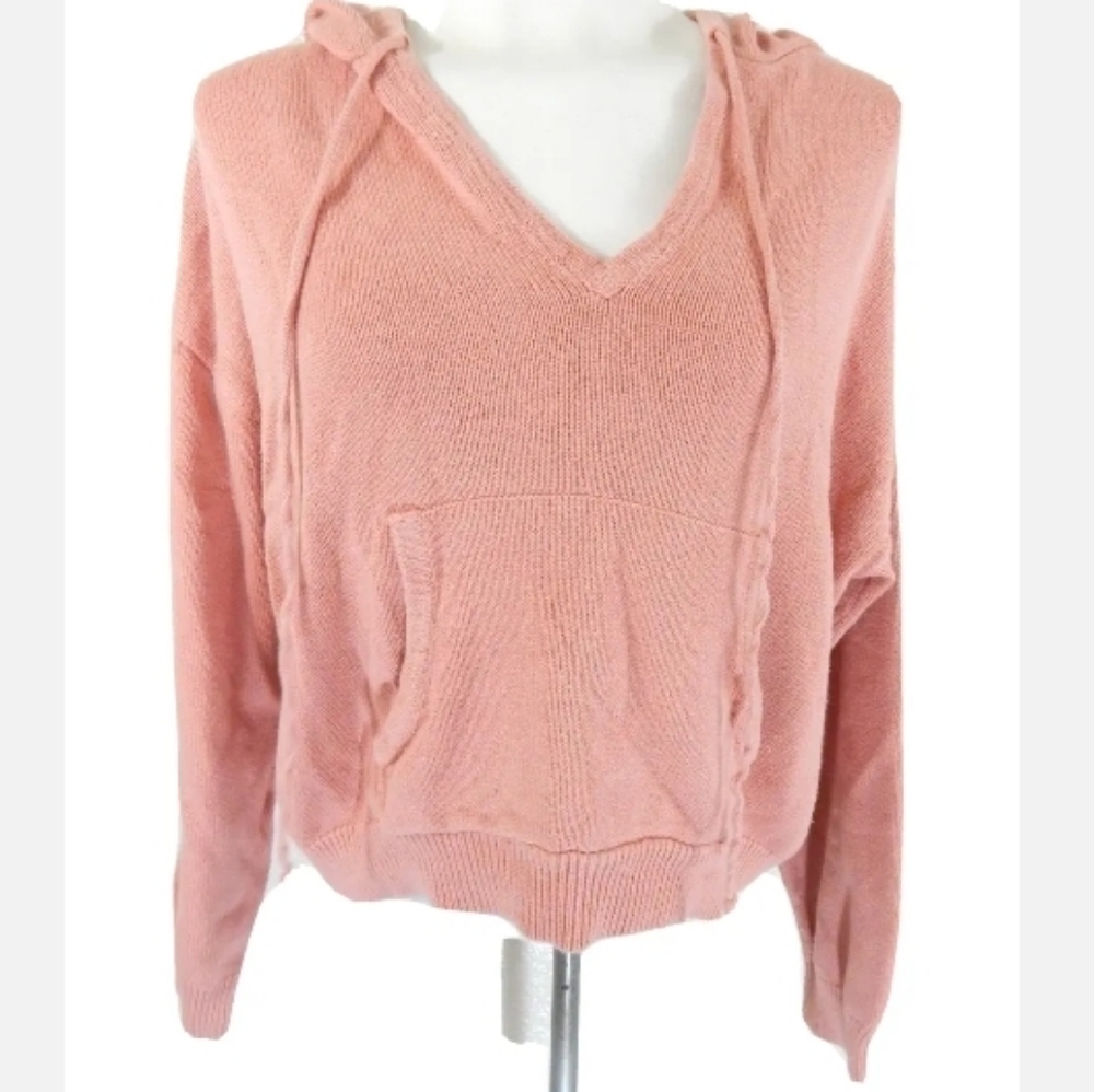 Wilfred Free Pink Hooded Boxy Crop Sweater
